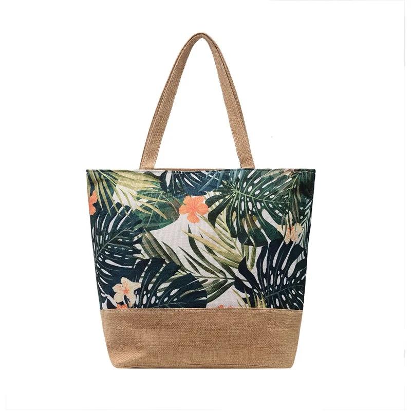 

Women s Messenger Bag Leaves Printed Canvas Handbags Large Capacity Totes Fashion Ladies Portable Zipper Beach Shoulder Bag