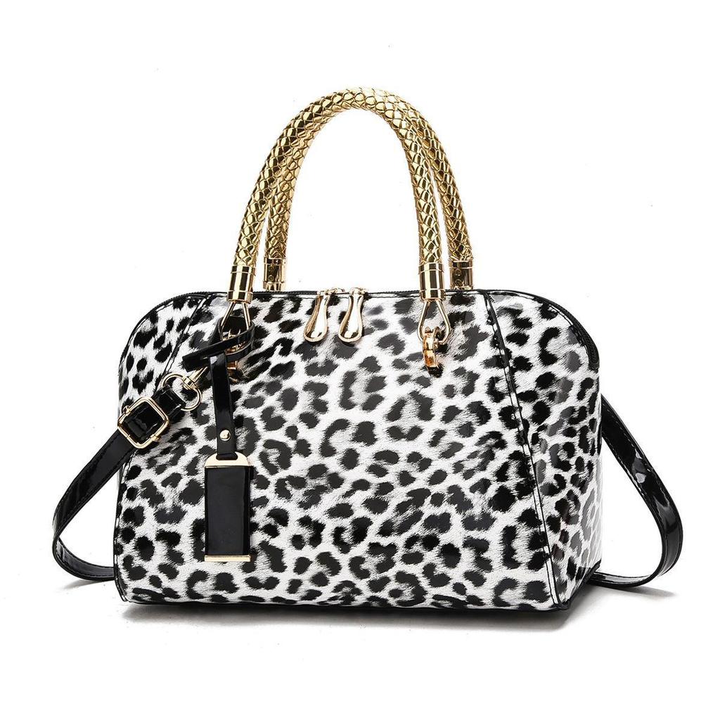 2025 Leopard Print Versatile Handbag: White & Khaki Crossbody Shoulder Bag for Women