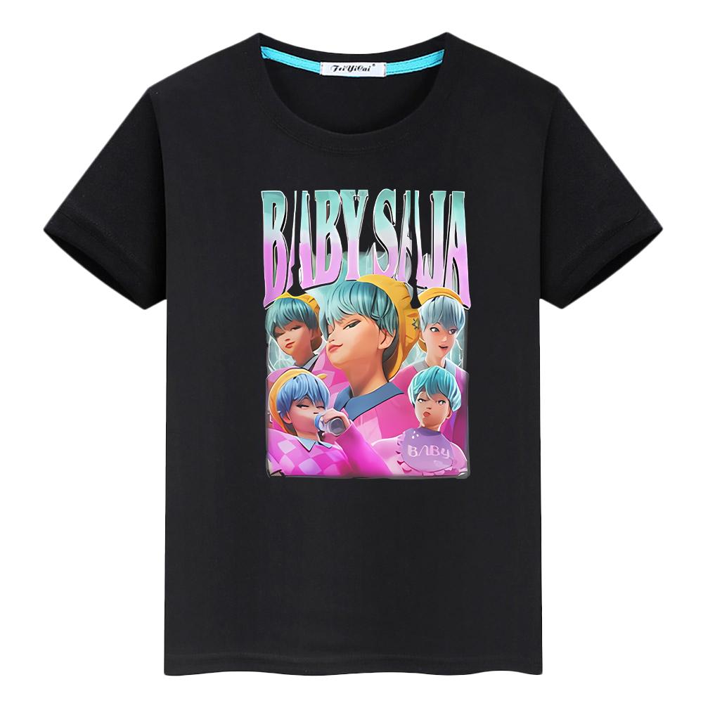 Saja Boys kpop demon hunters Print t shirt for kids boy 10year 100%Cotton  anime Short Kawaii Tees Cute Tops y2k girls clothes