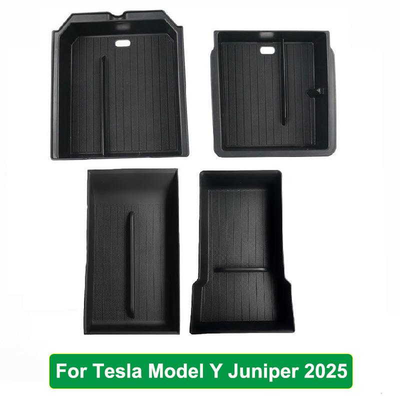 For Tesla New Model Y Juniper 2025 Launch Model 3 Highland Console Storage Box Non-slip Mat Armrest Hidden Organizer Watercup