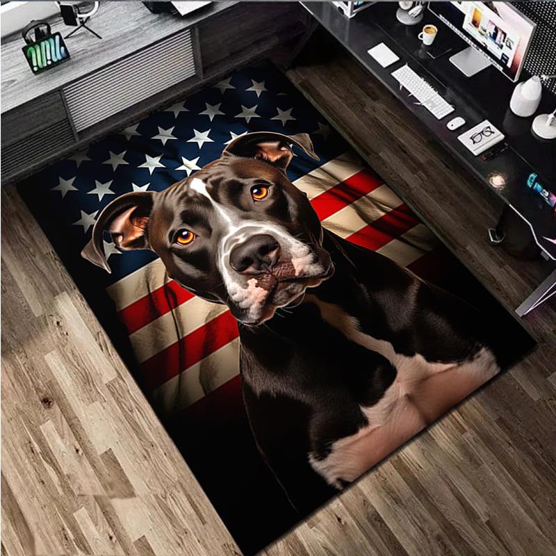 1Pc Pit Bull Print Rug - Computer Chair Area Rug Home Decoration Carpet For Living Room Bedroom Flooring Mat