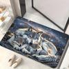 Wolf Family Art Mat - Wildlife Animal Rug for Hallway, Bedroom & Living Room, Non-Slip Machine Washable Decor Carpet