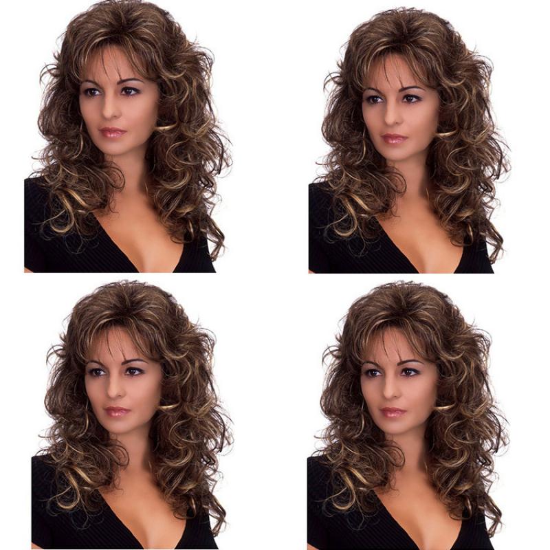 Synthetic Dark Brown Wig Long Wave Wigs for Women Hair Wig With Bangs Heat Resistant Party Daily Natural Use
