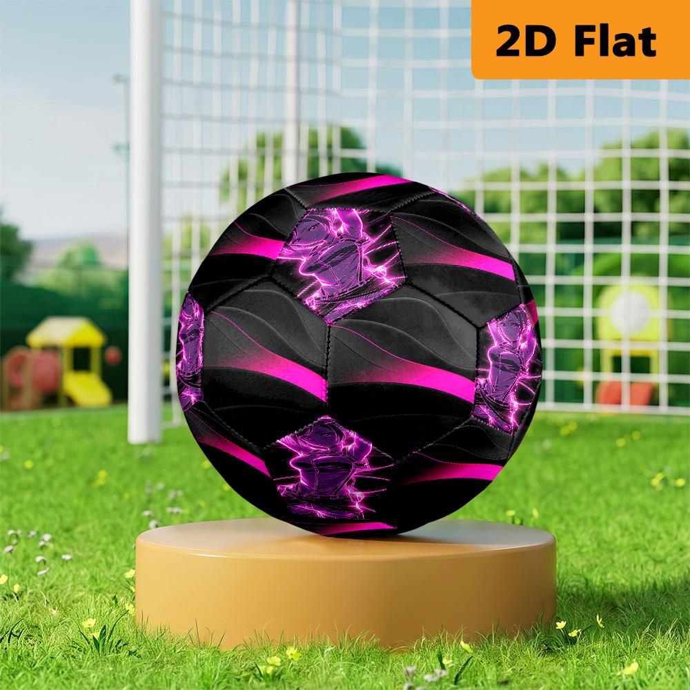 Black Pink Gradient Wave Size Soccer Ball High Elasticity Match Universal Unique Gift Purple Anime Art Football