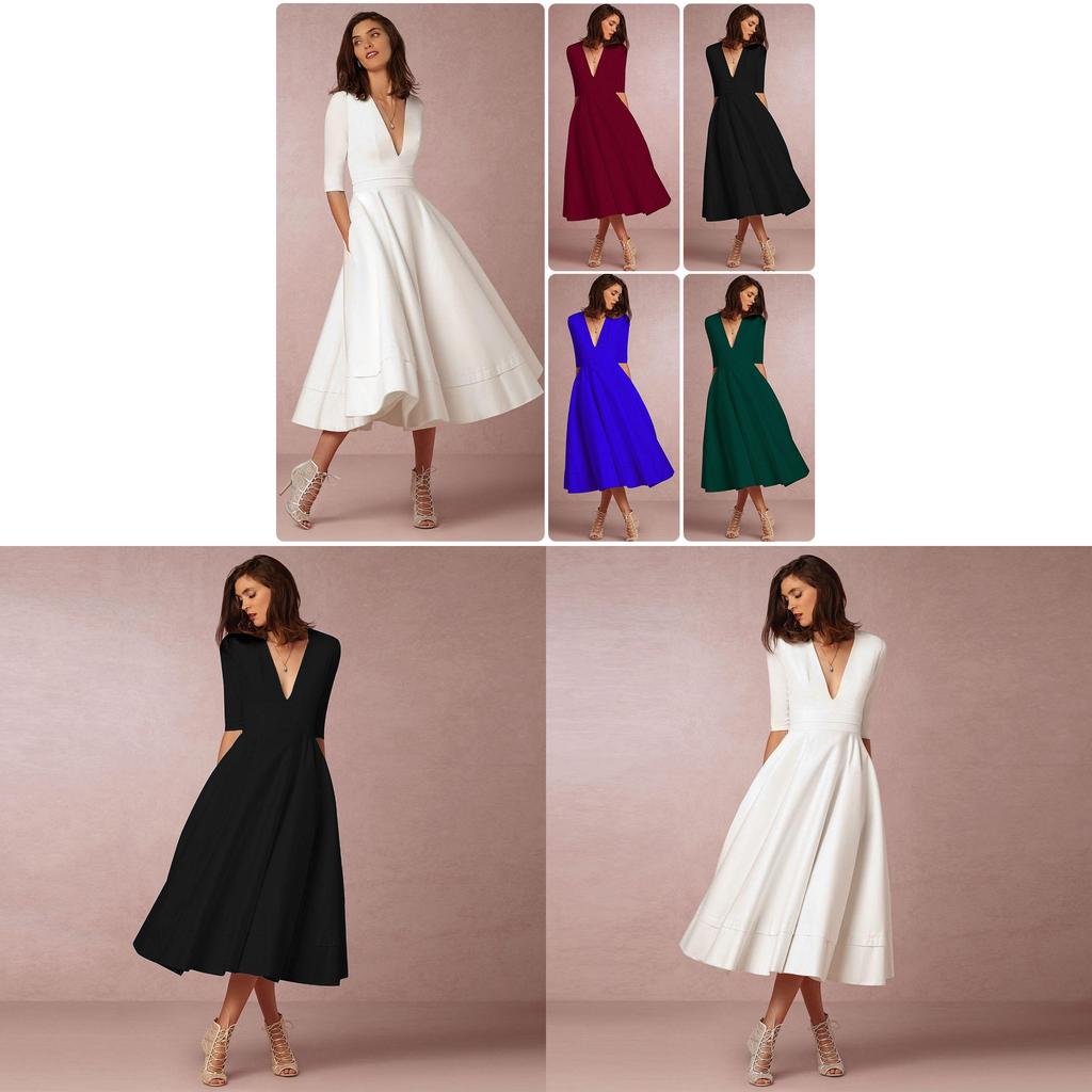 Elegante Vestito Casual in Maglia da Donna con Scollo a V Disponibile in Vari Colori