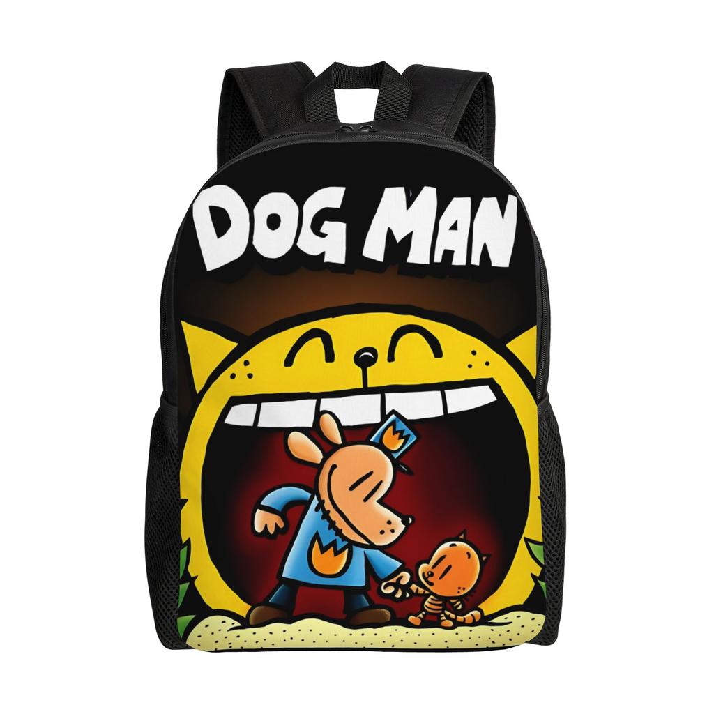 Dog Man Cartoon Teenage Backpack Outdoor Student Business  Daypack for Men Women College Canvas Bags