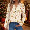 Women's Christmas Print Long Sleeve Shirt Casual Elegant Blouse for Holiday Party