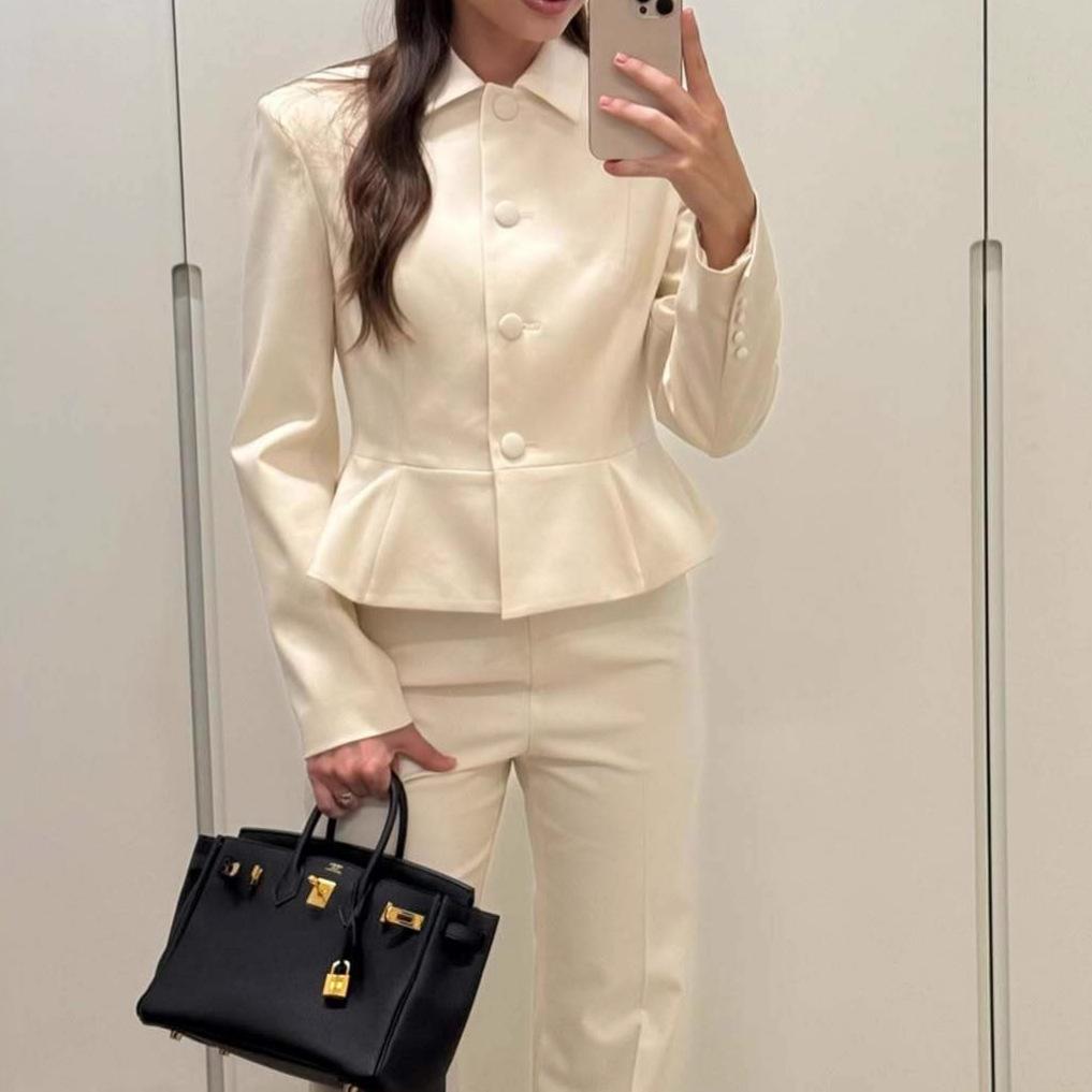 Casual Workplace Elegant Shirt Collar Button Shirt for White-collar Women, 2025 Autumn New Cross-border European and American Goddess Set