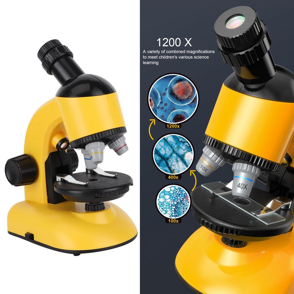 40X-1200X Kids Microscope with 360 Rotation Hd Educational Toy for Children Beginners