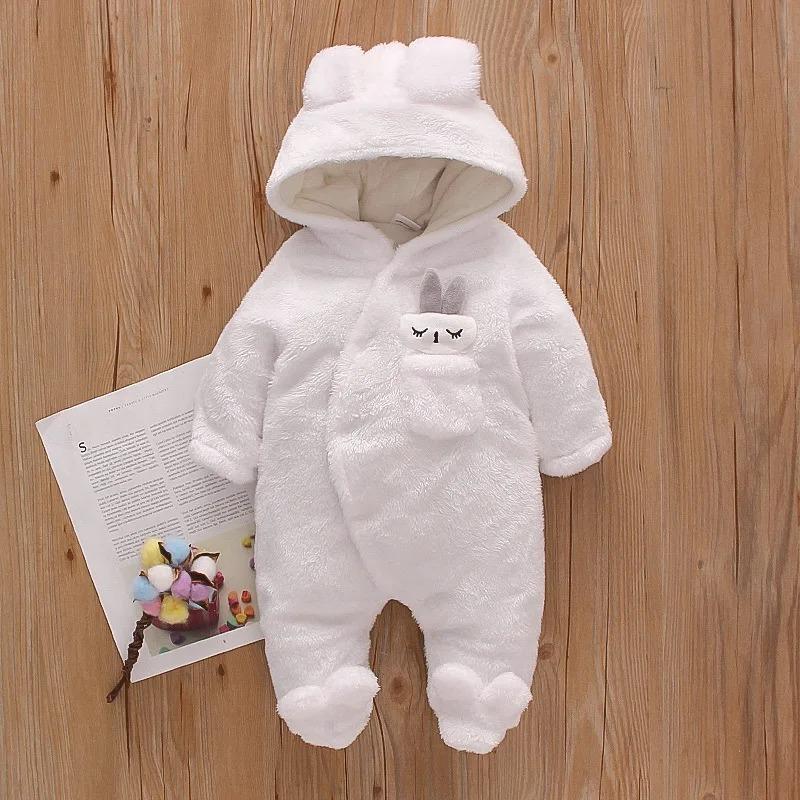 Autumn Winter Baby Plush Climbing Clothes Baby Warm and Thick Cartoon Dog Rabbit Cute Cotton