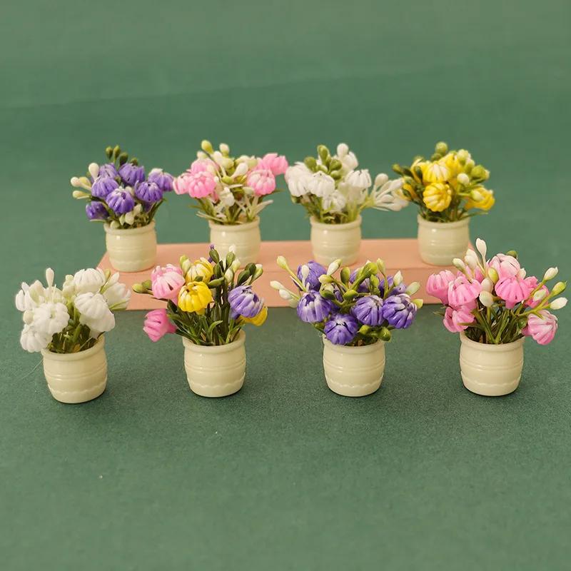 Miniature Mini Plastic Simulation Vase Green Luo Plant Finished Flower Outdoor Doll House Model Accessories for 1:12 Dollhouse
