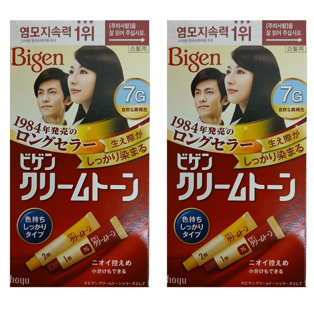 Bigen Cream Tone Hair Dye 40g 7g Natural Dark Brown 2 pcs