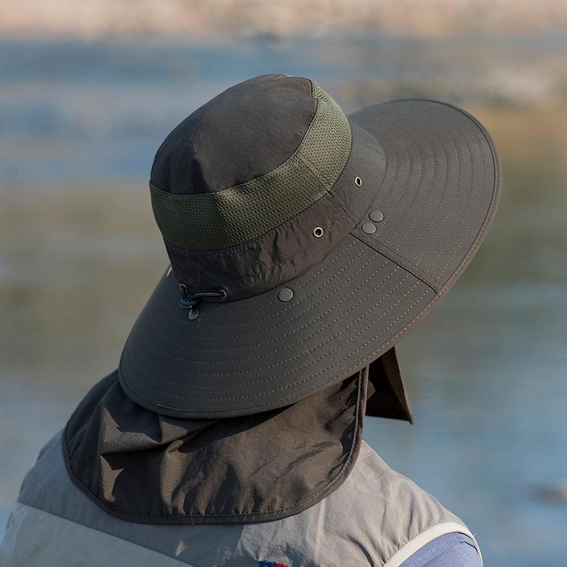 Outdoor quick-dry fisherman hat for men, summer multifunctional face mask, neck protector, all-in-one sun protection hat for hiking and climbing