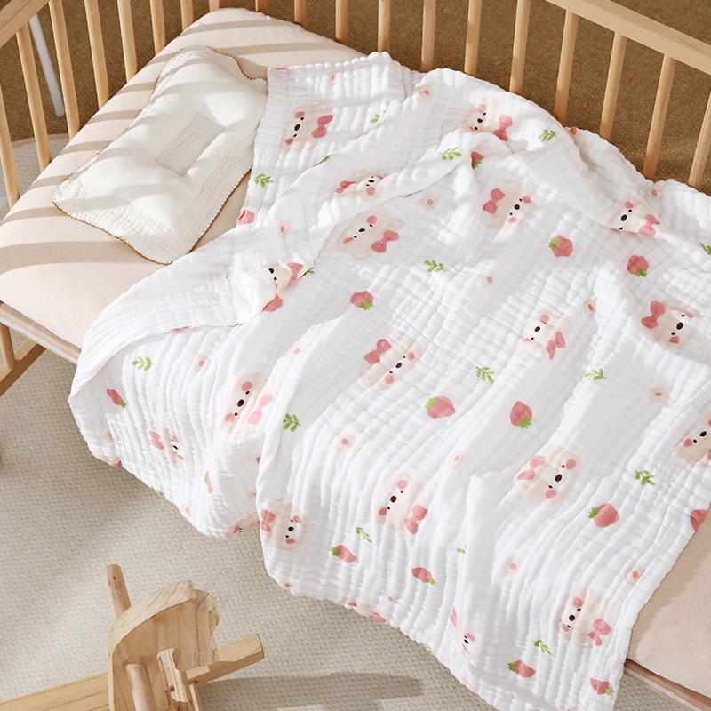Baby Pure Cotton Absorbent Bath Towel & Swaddle Blanket - 6-Layer Gauze, Breathable, Soft