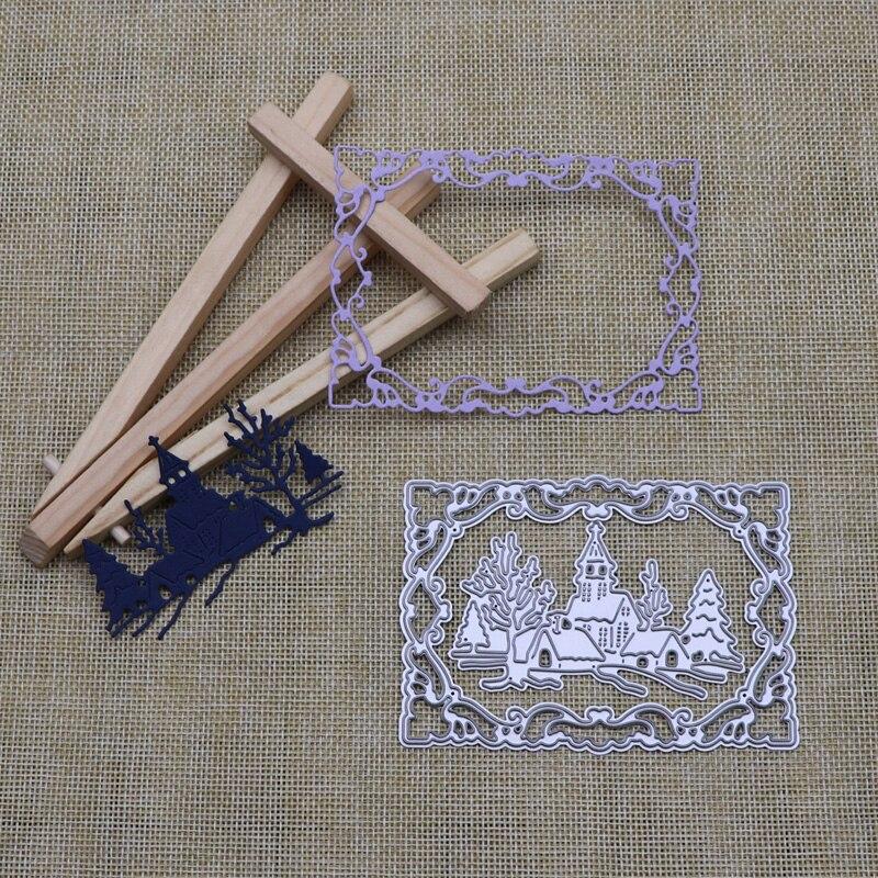 Castle Frame Lace Rectangle Metal Cutting Dies for DIY Scrapbooking Album Paper Cards Crafts Die Cut