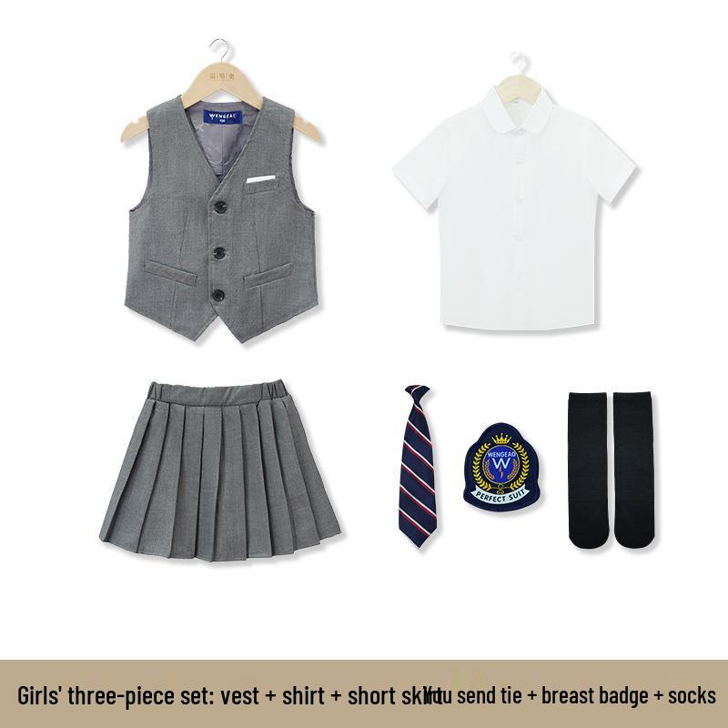 

Комплект школьной формы в британском стиле для начальной школы и детского сада для выпускного и выступлений - Весенне-осенняя одежда 140 cm