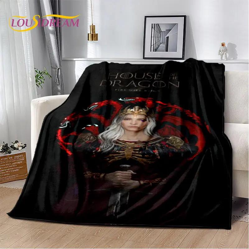 House of The Dragon TV-Film Weiche Plüschdecke, Flanelldecke Überwurfdecke für Wohnzimmer Schlafzimmer Bett Sofa Picknickdecke Kinder