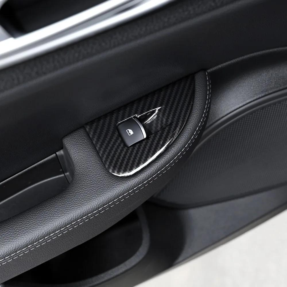 4Pcs ABS Carbon Fiber Window Lift Switch Button Frame Cover Trim For Alfa Romeo Giulia 2017 2018 2019 2020 Car Accessories LHD