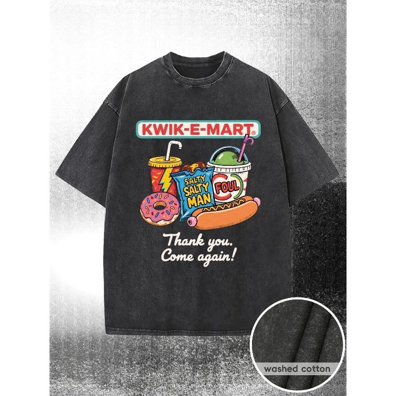 

European sizes Men s T-Shirt Washed Soft Breathable Short Sleeve Round Neck Casual Summer Tee with Hot Dog S чёрный