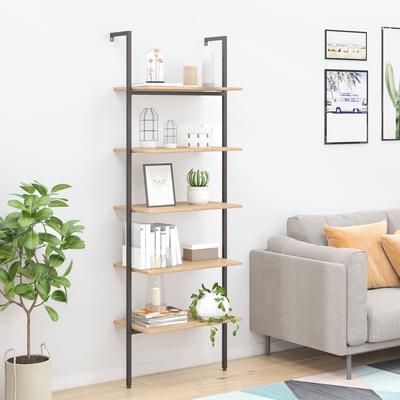 Vidaxl Boekenkast met 5 Planken, Lichtbruin-Zwart, 64X35X185 Cm