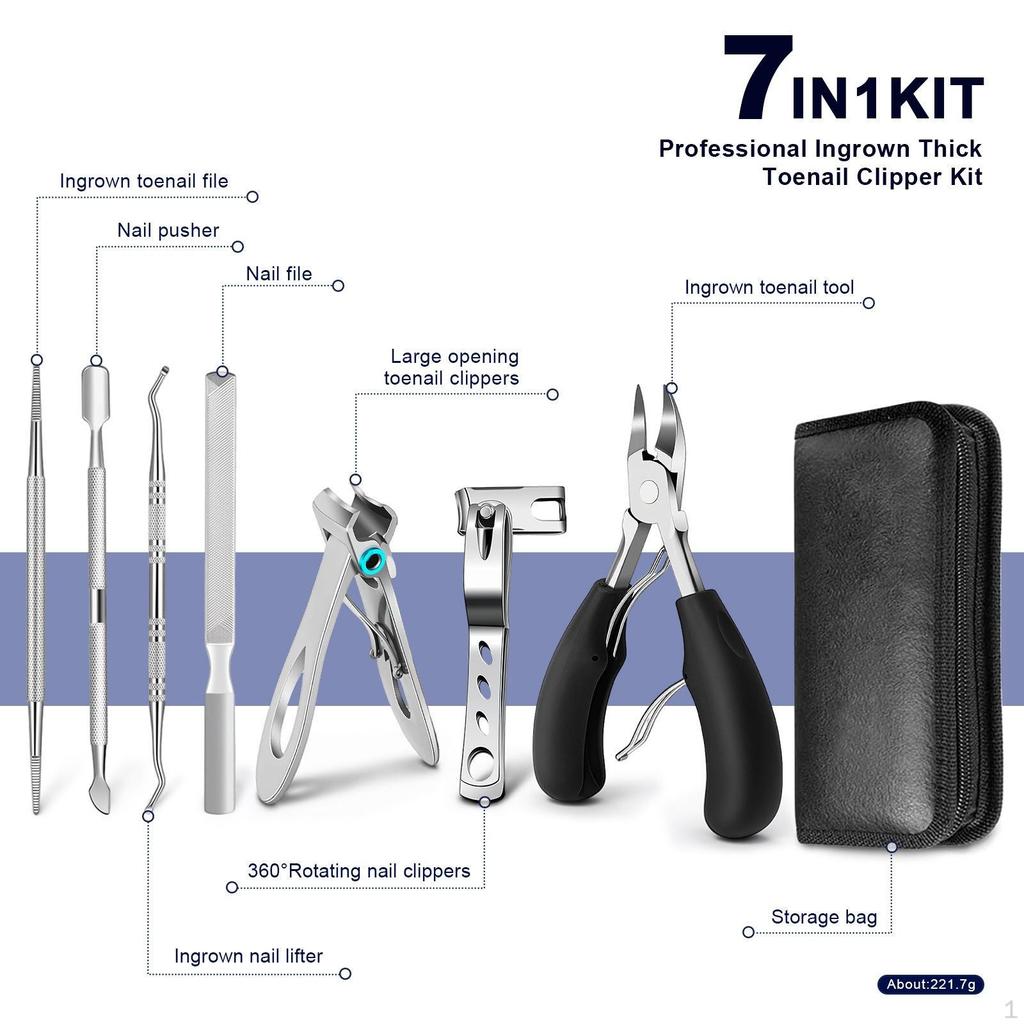 Manicure and Pedicure Kit SilverToned Finish Ingrown Toenail Trimmer Handheld Stainless Steel Nail