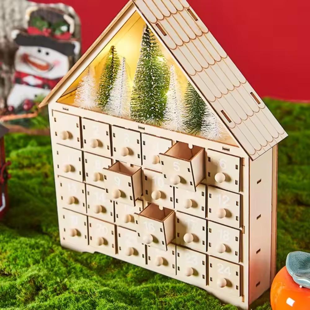 LED Christmas Advent Calendar House Shape Christmas Desktop Ornaments  New Year