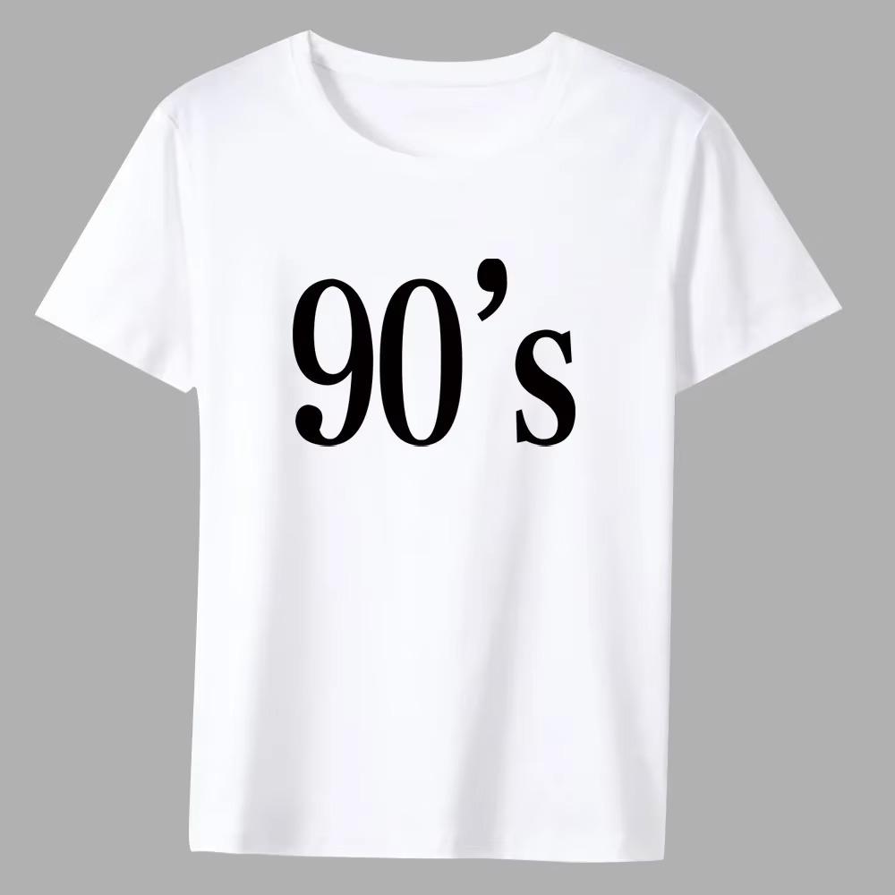 Men's T-shirt Classic Top Simple Casual White Vintage Short Word Hot Stamping Series O-Neck Men's All-match Slim Short Sleeve