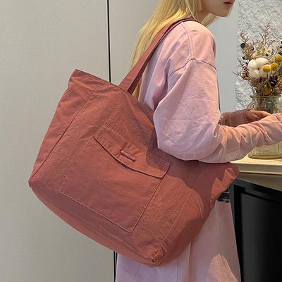 Simple Solid Color Large Capacity Commuting Lazy Wind Tote Bag Student Leisure Shoulder Bag