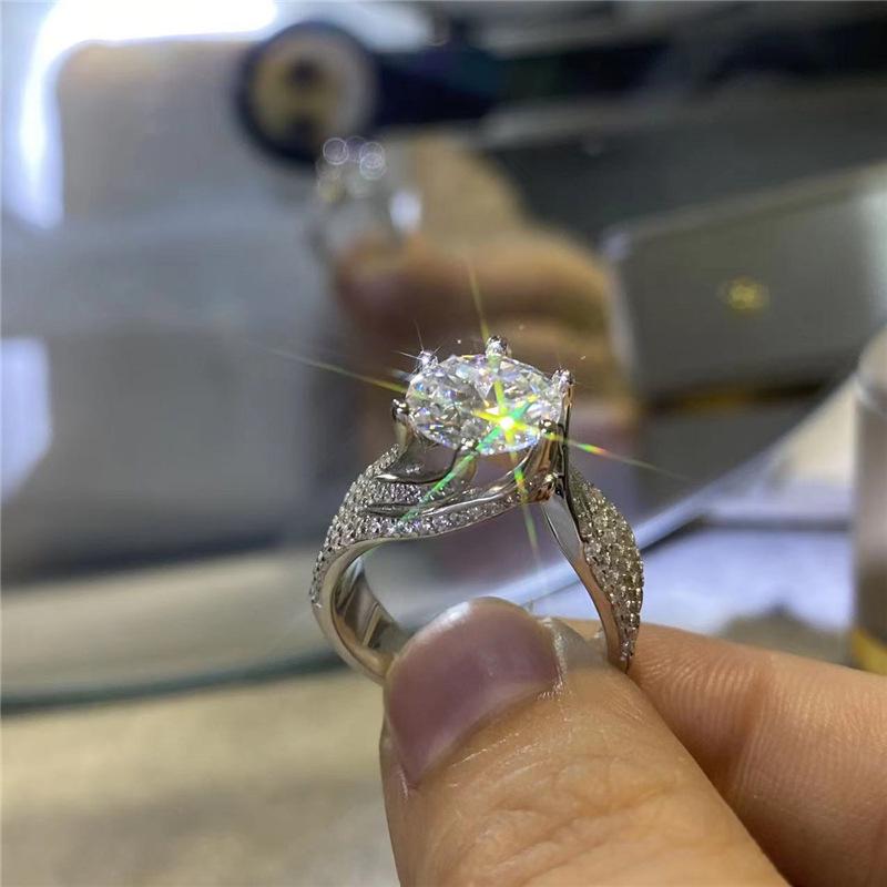 Exquisite Moissanite Women s Engagement Ring in White Gold 3 Carat Moissanite Ring