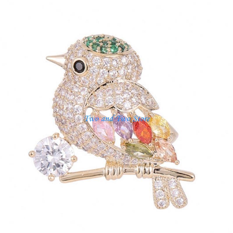 HX6F Exquisite Bird Brooch Banquet Scarf Lapel Pin Jewelry Party for Backpack Badge
