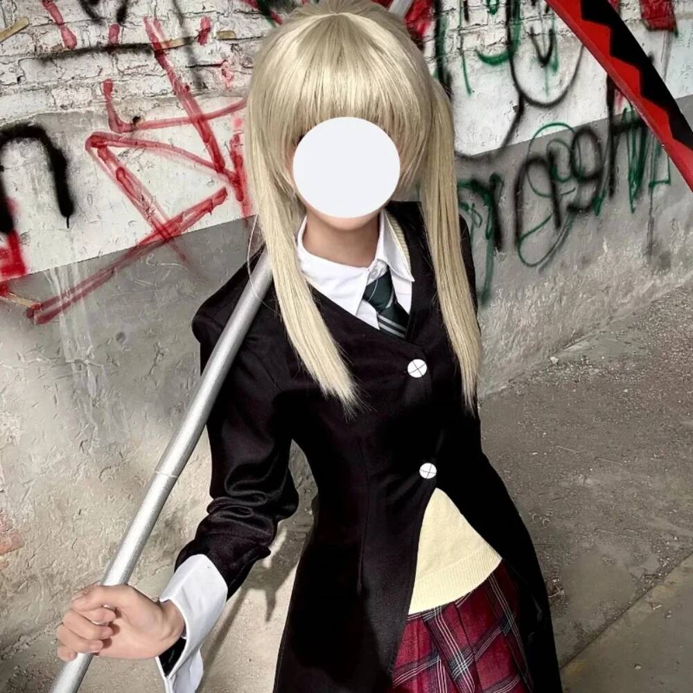 Maka Albarn Cosplay Kostuum Soul Eater MAKA Zwarte Jas Strijdoutfit Jurk JK Zeemansuniform Shirt Pruik Set Voor Vrouwen Comic Con