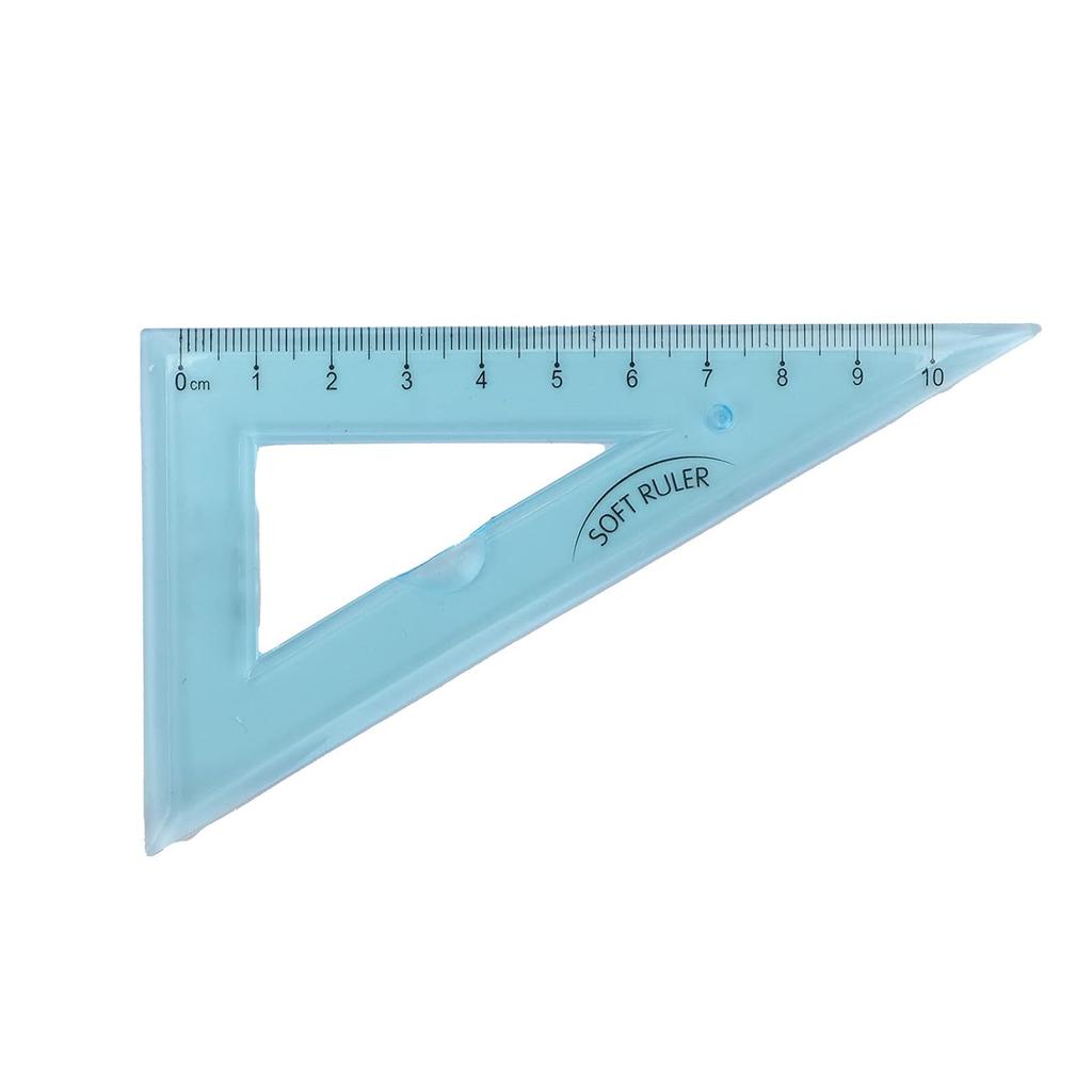 4 Pieces Math Geometry Tool Set Kids Transparent Angle Length Measuring Tools Geometry Set for Kids, Includes Plastic Clear Ruler, Protractor,