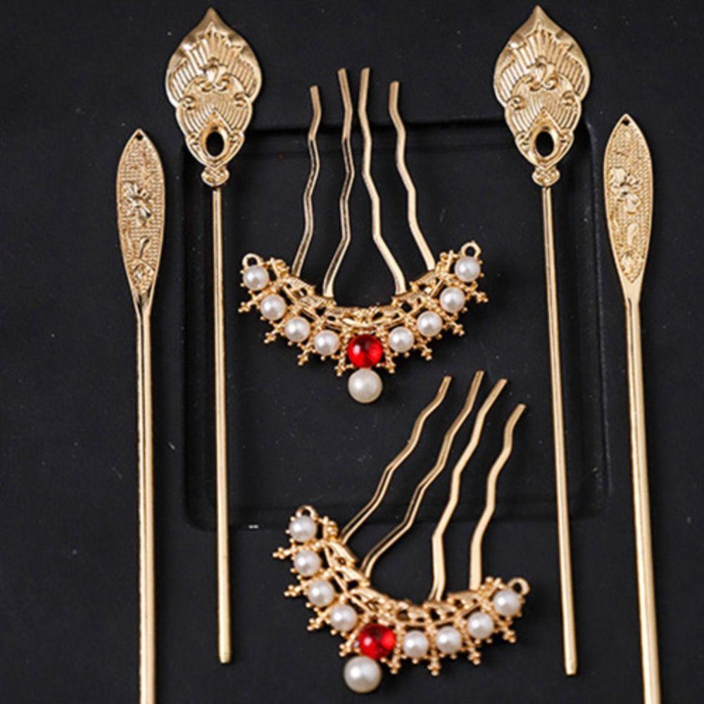 1 Set Chinese Style Tang Dynasty Hairpin Classical Flower Hair Comb Ancient Hair Stick Jewelry