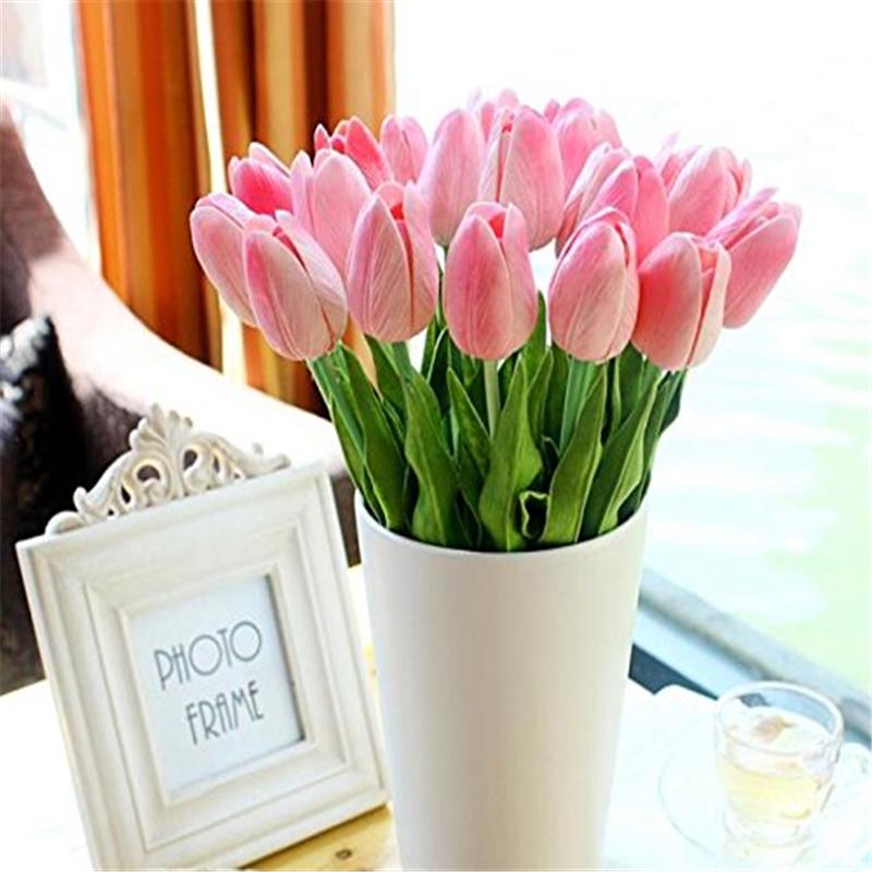 6 teile/los Künstliche Blumen Bouquet Mini Tulpe Hochzeit Braut Brautjungfer Hortensien Floral Party Decor