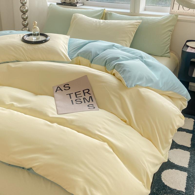 

Однотонный пододеяльник из стираного хлопка в скандинавском стиле, наволочка, односпальная кровать, двуспальная кровать размера «king-size», комплект постельного белья (Нет листа) 140x200cm 3pcs