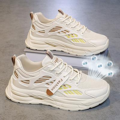 2025 ilkbahar erkek ayakkabıları yeni nefes alabilen file ayakkabılar erkek trend çok yönlü platform spor ayakkabılar günlük baba tarzı trend ayakkabılar