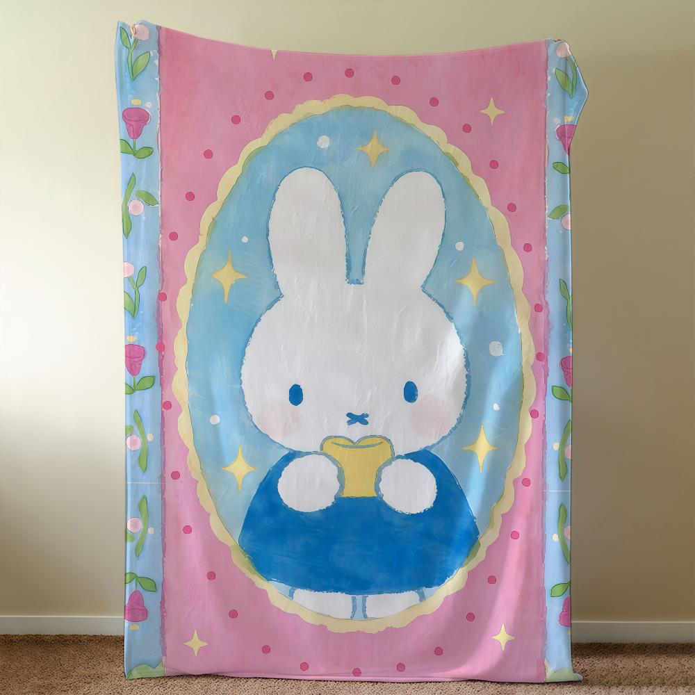 Cute Cartoon M-MiffyS-ES Rabbit Blanket Throw Super Cosy Plush Living Room Sofa Couch Childish Birthday Gifts