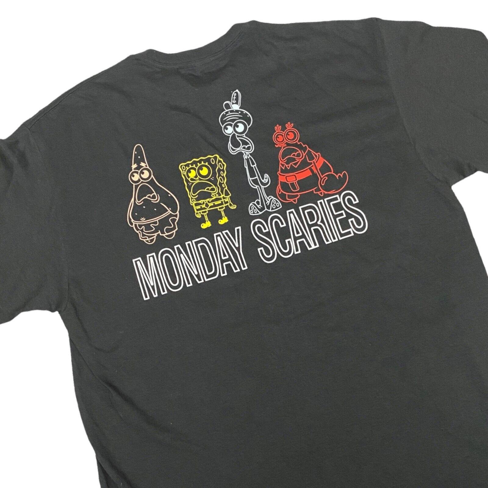 SpongeBob Mens S Monday Scaries T-Shirt Patrick Krabs Squidward Gary Fun Novelty XXXL