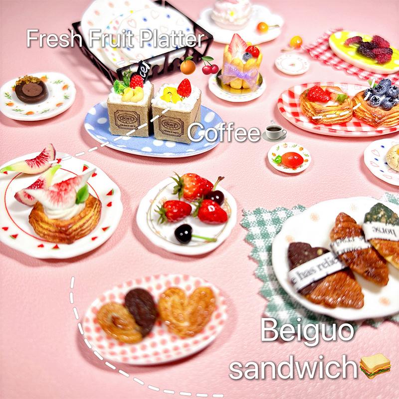 4 Stück 1:12 Puppenhaus Miniatur Teller Teller Tablett Puppenhaus Mini Küche Geschirr Dekoration Spielzeug Puppe Wohnaccessoires