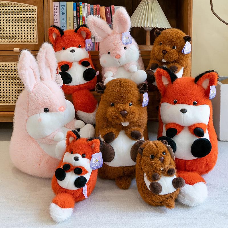 Cute and Cute Fox Marmot Rabbit Doll Sleeping Pillow Plush Toy Doll Gift for Best Friend