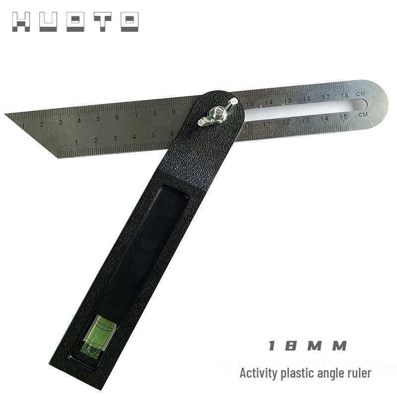 9-Inch Stainless Steel Bevel Gauge with Red Wooden Handle and Adjustable Angle