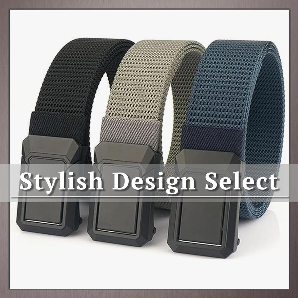 [One Limitation] Mesh Sport Nylon Belt with Buckle, Lightweight, Adjustable, Outdoor, Men's BP802 (Black)
