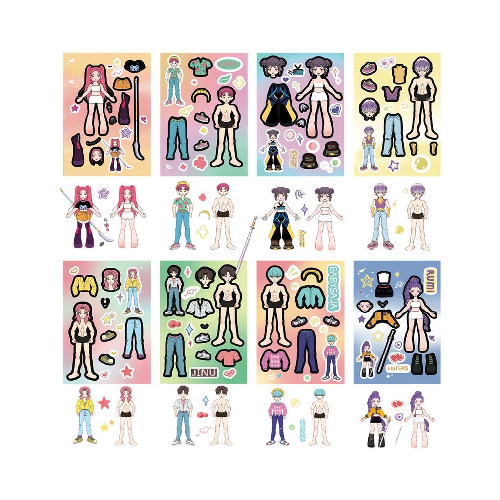 8 Pieces Of Witch Girl Group Stickers Hand Account Cutting Film Package Handmade Decorative Stickers