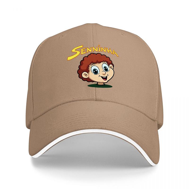 Casquette de Baseball Caractère de dessin animé Senninha Noir avec Texte Jaune et Design Cheveux Rouges pour Adultes et Fans d'Animation Classique