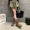 Autumn New Fashion Boots Women's Shoes Medium Tube Milk Fiber (milk Silk) Suede Cloth Rivet Autumn