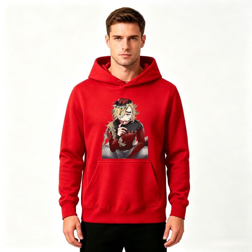 Men's Printed Pullover Hoodie Anime Demon Character Casual Long Sleeve Sweatshirt