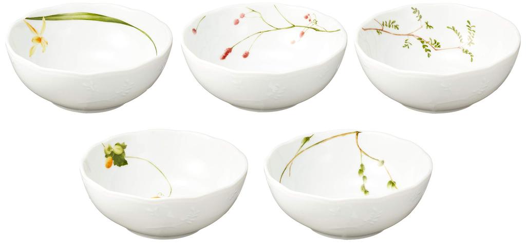 NARUMI Geschirrset Satohana Goyomi Grün Blumenmuster 5 Muster Set Niedlich Serviert 5 Personen 15 Teile Mikrowellengeeignet Hergestellt in Japan Geschenkbox