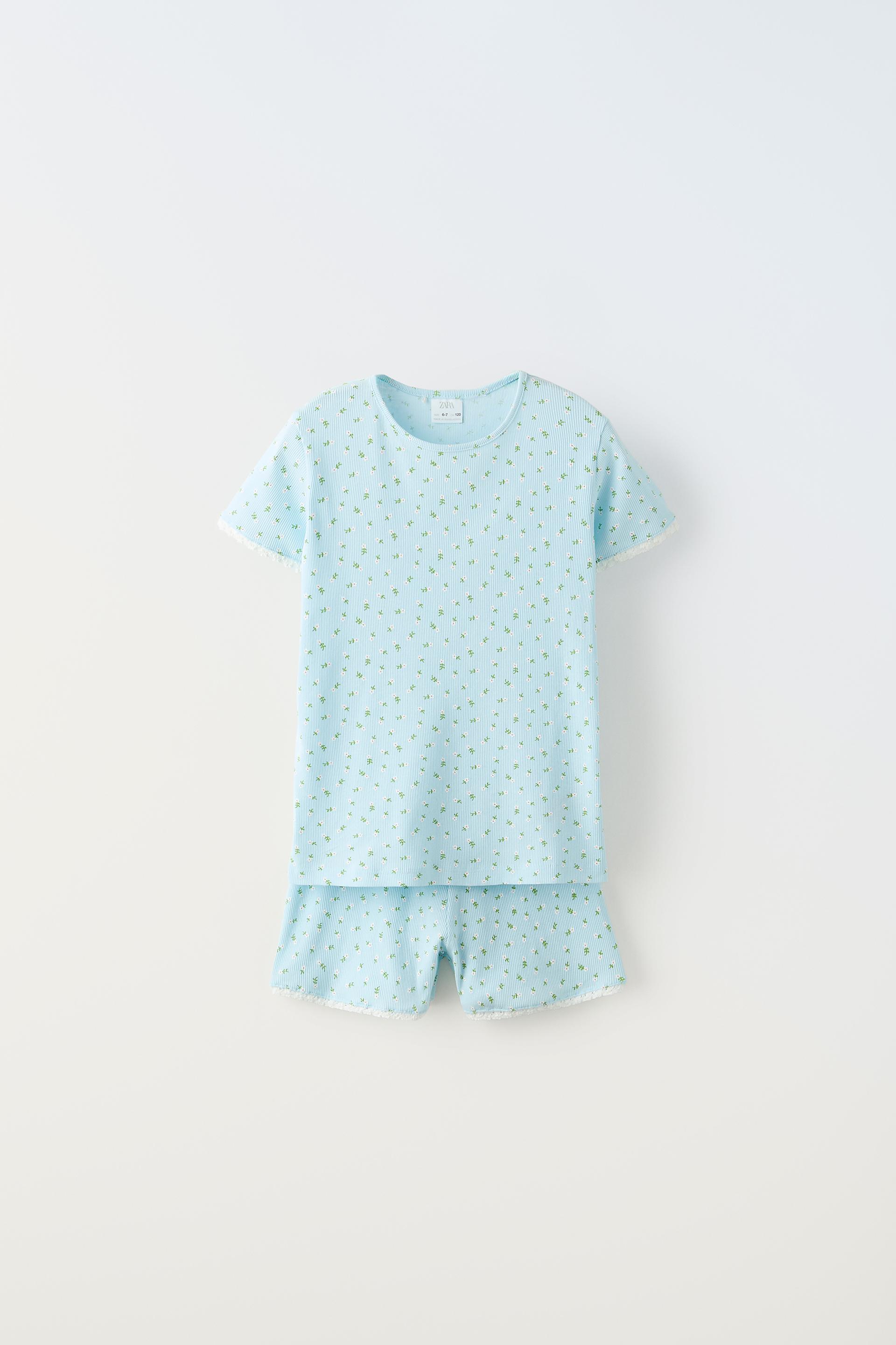 

6–14 ЛЕТ/ ПИЖАМА В РЕБРУСКУ С ЦВЕТОЧНЫМ ИЗОБРАЖЕНИЕМ