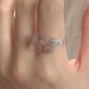 Pink bow open ring Women's pink diamond French delicate micro-set ring in adjustable opening