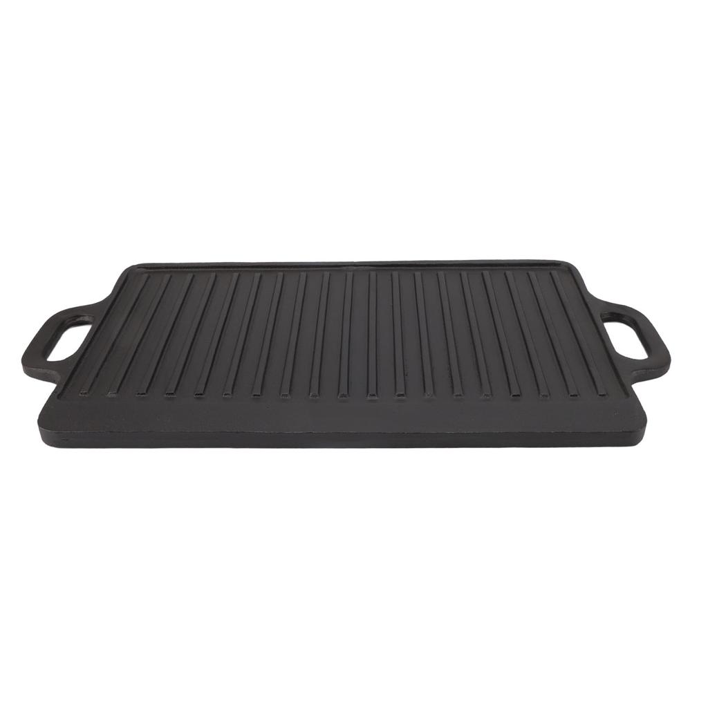Plaque de cuisson double face en fer Chauffage rapide et uniforme Plaque de grill réversible pour camping en plein air Réchaud à gaz Cuisinière à induction